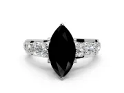Solitaire Engagement Ring Setting for Fancy Black Marquise Center with Graduated Shared Prongs and Prong Head in Platinum
