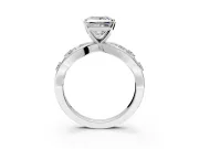 Solitaire Engagement Ring Setting for Princess Cut Center with Criss-Cross Accent Band and Prong Head in Sterling Silver