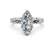 Solitaire Engagement Ring Setting for Marquise Center with Milgrain X Pattern Band and Prong Head in Platinum