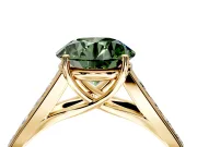 Solitaire Engagement Ring Setting for Fancy Green Round Cut Center with Cathedral Channel Band and Prong Head in Yellow Gold