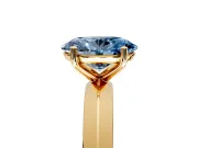 Solitaire Engagement Ring Setting for Fancy Blue Oval Center with Wide Knife Ridge Band and Prong Head in Yellow Gold
