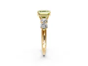 5 Stone Engagement Ring Setting for Fancy Yellow Asscher Cut Center with Graduated Accents and Prong Head in Yellow Gold