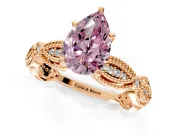 Solitaire Engagement Ring Setting for Fancy Pink Pear-Shaped Center with Marquise Panel Band and Prong Head in Rose Gold