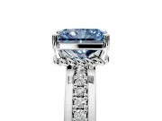 Solitaire Engagement Ring Setting for Fancy Blue Radiant Cut Center with Raised Channel Band and Prong Head in Platinum