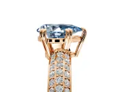 Solitaire Engagement Ring Setting for Fancy Blue Pear-Shaped Center with Multi-Row Pave Accents and Basket Head in Rose Gold
