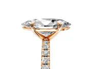 Solitaire Engagement Ring Setting for Marquise Center with Fine Pave Narrow Band and Prong Head in Rose Gold