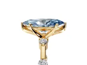 Solitaire Engagement Ring Setting for Fancy Blue Marquise Center with Bezel Station Band and Prong Head in Yellow Gold