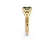 Solitaire Engagement Ring Setting for Fancy Green Emerald Cut Center with Milgrain Cathedral Band and Prong Head in Yellow Gold