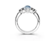 Cluster Engagement Ring Setting for Fancy Blue Marquise Center with Bezel Accent Clusters and Prong Head in Platinum