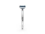 Low-Set Solitaire Engagement Ring Setting for Fancy Blue Emerald Cut Center with Thin Plain Band and Prong Head in Sterling Silver
