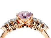 Cluster Engagement Ring Setting for Fancy Pink Pear-Shaped Center with 2-Row Shoulder Clusters and Prong Head in Rose Gold