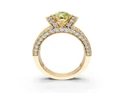 Pave Engagement Ring Setting for Fancy Yellow Pear-Shaped Center with Curved Accent Rows, Openwork and Prong Head in Yellow Gold