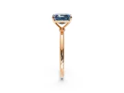 Solitaire Engagement Ring Setting for Fancy Blue Asscher Cut Center with Straight Thin Band and Prong Head in Rose Gold