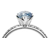 Solitaire Engagement Ring Setting for Fancy Blue Marquise Center with XO Engraved Band and Prong Head in Sterling Silver