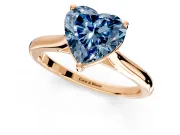 Solitaire Engagement Ring Setting for Fancy Blue Heart-Shaped Center with Narrow Cathedral Band and Prong Head in Rose Gold