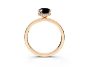 Hidden Halo Engagement Ring Setting for Fancy Black Oval Center with Plain Band and Tall Prong Head in Rose Gold