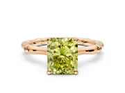 Solitaire Engagement Ring Setting for Fancy Yellow Radiant Cut Center with Bamboo Band and Prong Head in Rose Gold
