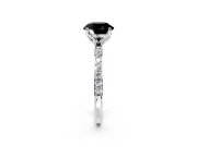 Solitaire Engagement Ring Setting for Fancy Black Round Cut Center with Fine Pave Accents and Prong Head in Platinum