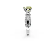 3 Stone Engagement Ring Setting for Fancy Yellow Heart-Shaped Center with Pave Twist Band and Prong Head in Sterling Silver