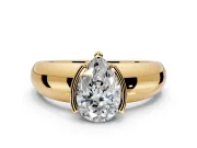 Tension Engagement Ring Setting for Pear-Shaped Center with Wide Flat Band and Tension Head in Yellow Gold