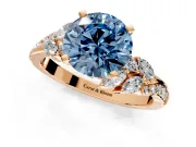Solitaire Engagement Ring Setting for Fancy Blue Round Cut Center with Marquise Accent Twist Band and Prong Head in Rose Gold