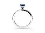 Open Basket Engagement Ring Setting for Fancy Blue Emerald Cut Center with Pave Band and Prong Head in Platinum