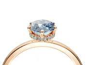 Hidden Halo Engagement Ring Setting for Fancy Blue Marquise Center with Plain Band and Tall Prong Head in Rose Gold