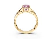 Split Shank Engagement Ring Setting for Fancy Pink Cushion Cut Center with Pave Split Shank and Prong Head in Yellow Gold
