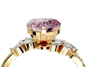 Solitaire Engagement Ring Setting for Fancy Pink Heart-Shaped Center with Marquise Accent Twist Band and Prong Head in Yellow Gold