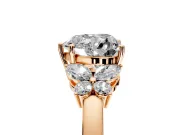 Solitaire Engagement Ring Setting for Heart-Shaped Center with Marquise Flower Shoulders and Prong Head in Rose Gold