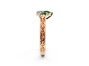 Solitaire Engagement Ring Setting for Fancy Green Pear-Shaped Center with Scrollwork Band and Prong Head in Rose Gold