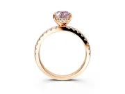 Solitaire Engagement Ring Setting for Fancy Pink Oval Center with Band of Accents and Prong Head in Rose Gold