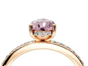 Solitaire Engagement Ring Setting for Fancy Pink Pear-Shaped Center with Fine Pave Band and Prong Head in Rose Gold