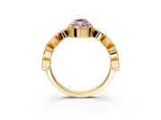 Milgrain Bezel Engagement Ring Setting for Fancy Pink Marquise Center with Marquise Stations and Bezel Head in Yellow Gold