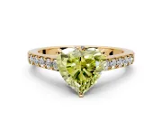 Solitaire Engagement Ring Setting for Fancy Yellow Heart-Shaped Center with Crossover Accents and Prong Head in Yellow Gold