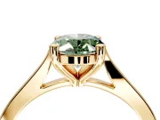Solitaire Engagement Ring Setting for Fancy Green Oval Center with Tapered Shoulders and Prong Head in Yellow Gold
