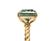 Solitaire Engagement Ring Setting for Fancy Green Princess Cut Center with Plain Twisted Rope Band and Prong Head in Yellow Gold