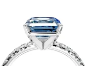 Solitaire Engagement Ring Setting for Fancy Blue Asscher Cut Center with Large Accents and Prong Head in Platinum