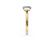 Low-Set Solitaire Engagement Ring Setting for Fancy Blue Radiant Cut Center with Thin Plain Band and Prong Head in Yellow Gold