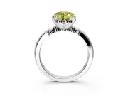 Solitaire Engagement Ring Setting for Fancy Yellow Heart-Shaped Center with Beaded Shoulders and Prong Head in Sterling Silver