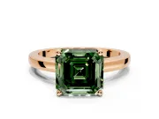 Solitaire Engagement Ring Setting for Fancy Green Asscher Cut Center with Basket Rail and Prong Head in Rose Gold