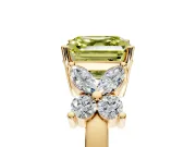 Floral Engagement Ring Setting for Fancy Yellow Princess Cut Center with Marquise Cluster Shoulders and Prong Head in Yellow Gold