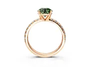 Solitaire Engagement Ring Setting for Fancy Green Round Cut Center with Large Accents and Prong Head in Rose Gold