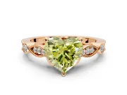 Solitaire Engagement Ring Setting for Fancy Yellow Heart-Shaped Center with Marquise and Bezel Accents and Prong Head in Rose Gold