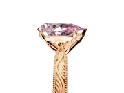 Solitaire Engagement Ring Setting for Fancy Pink Pear-Shaped Center with Engraved Milgrain Band and Prong Head in Rose Gold