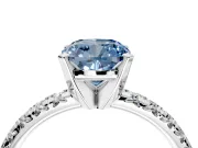 Solitaire Engagement Ring Setting for Fancy Blue Cushion Cut Center with Large Accents and Prong Head in Sterling Silver