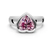 Solitaire Engagement Ring Setting for Fancy Pink Heart-Shaped Center with Wide Band and Bezel Head in Platinum