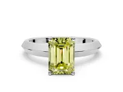 Solitaire Engagement Ring Setting for Fancy Yellow Emerald Cut Center with Wide Knife Ridge Band and Prong Head in Sterling Silver