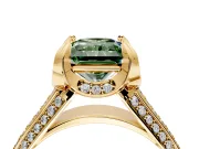 Solitaire Engagement Ring Setting for Fancy Green Radiant Cut Center with Accented Split Shank and Prong Head in Yellow Gold