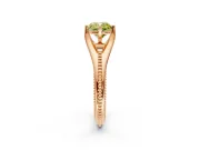 Solitaire Engagement Ring Setting for Fancy Yellow Cushion Cut Center with Milgrain Cathedral Band and Prong Head in Rose Gold